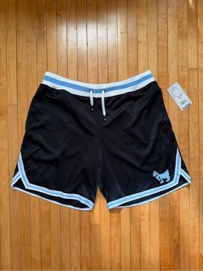 NWT GOAT USA Men’s OG Mesh Athletic Mesh Black/Carolina Blue Shorts Sz. L